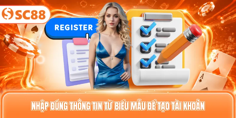 Nhập đúng thông tin từ biểu mẫu để tạo tài khoản